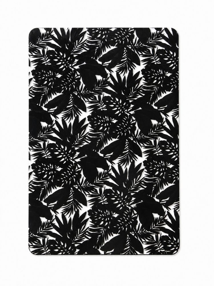 زیر بشقابی شیشه ای طرح گل مشکی 30×45